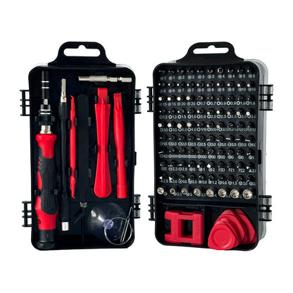 Red and Black Professional 115-in-1 Precision Screwdriver Set - Magnetic Repair Tool Kit for PC, Laptop, V888-ELOSUNG36179