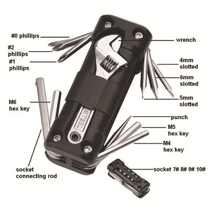 Green Versatile 16-in-1 Bike & Motorcycle Multi-Tool - Portable Repair Kit with Adjustable Wrench V888-ELOSUNG36183