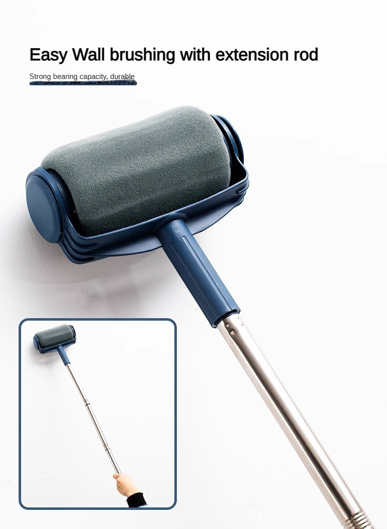 Dark Blue and Grey Pro Refillable Paint Roller Set with Extension Pole - No-Drip Easy Fill Wall Painting Tool V888-ELOSUNG36184