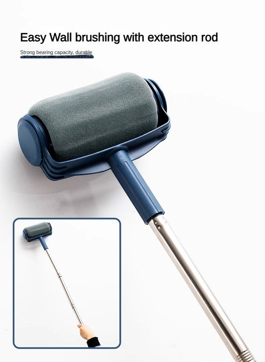 Dark Blue and Grey Pro Refillable Paint Roller Set with Extension Pole - No-Drip Easy Fill Wall Painting Tool V888-ELOSUNG36184