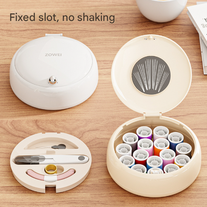 White Modern Compact Sewing Kit Organizer - All-in-One with Magnetic Needle Case V888-ELOSUNG36190