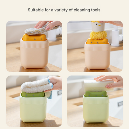2 Pcs Yellow Cute Cat Press-to-Dispense Soap Pump & Sponge Caddy for Kitchen Sink V888-ELOSUNG36191