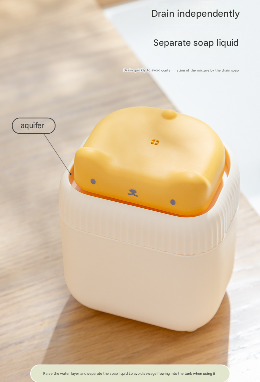 2 Pcs Yellow Cute Cat Press-to-Dispense Soap Pump & Sponge Caddy for Kitchen Sink V888-ELOSUNG36191