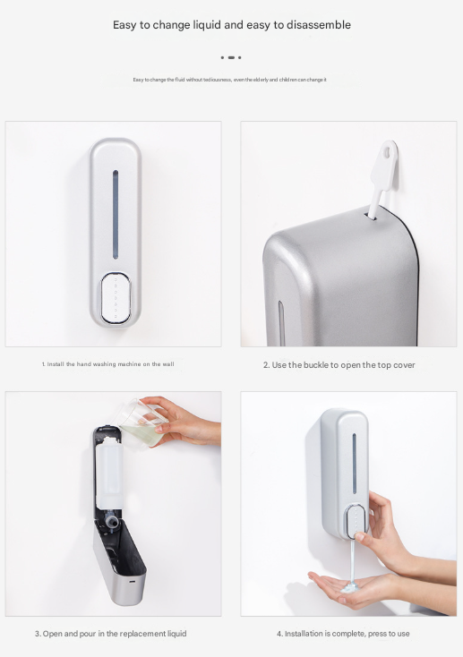2 Pcs White Modern Wall-Mounted Press Soap Dispenser - 300ml Refillable Pump for Bathroom & Kitchen V888-ELOSUNG36194