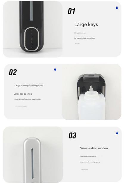 2 Pcs (White + Black) Modern Wall-Mounted Press Soap Dispenser - 300ml Refillable Pump for Bathroom & Kitchen V888-ELOSUNG36199
