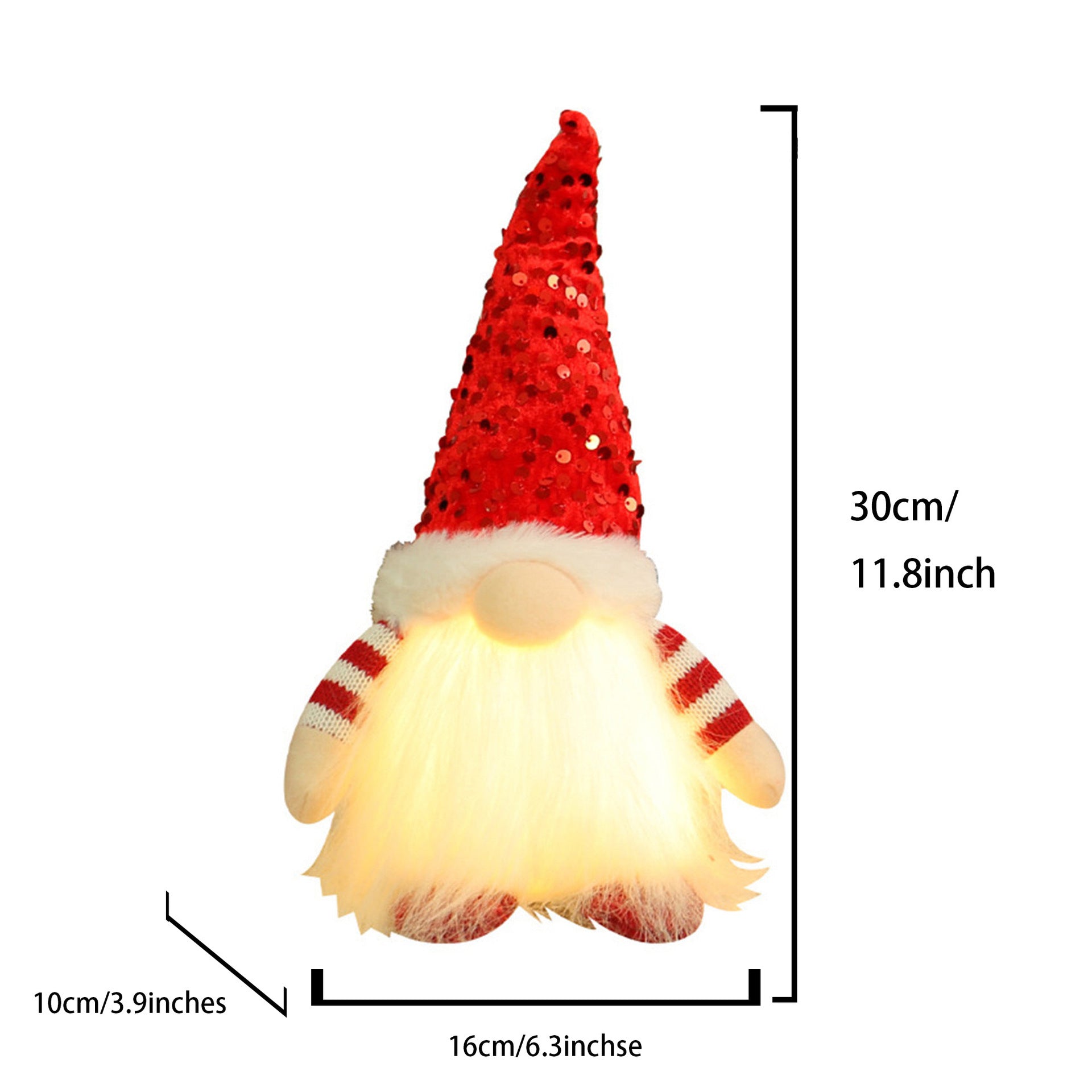 2 Pcs Red Charming Light-Up Christmas Gnome - Festive Nordic Plush Holiday Decoration V888-ELOSUNG36200