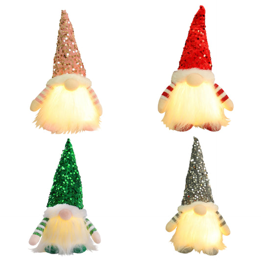 2 Pcs Green Charming Light-Up Christmas Gnome - Festive Nordic Plush Holiday Decoration V888-ELOSUNG36201