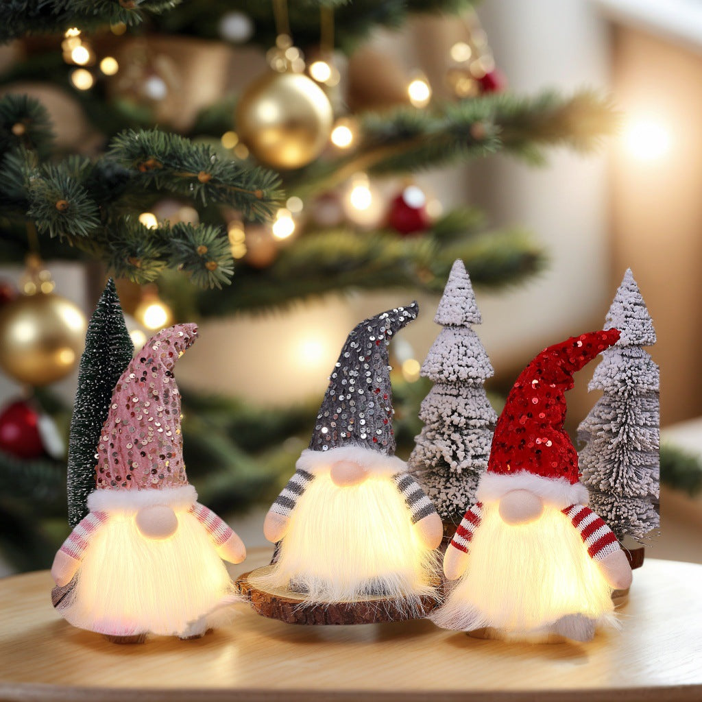 2 Pcs Green Charming Light-Up Christmas Gnome - Festive Nordic Plush Holiday Decoration V888-ELOSUNG36201