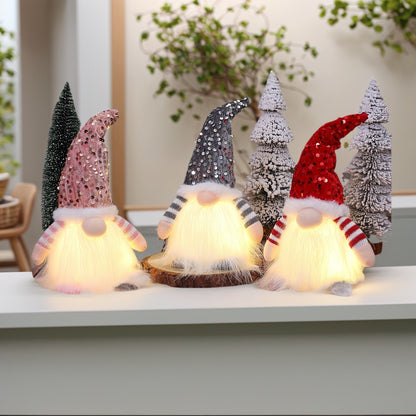 2 Pcs Green Charming Light-Up Christmas Gnome - Festive Nordic Plush Holiday Decoration V888-ELOSUNG36201