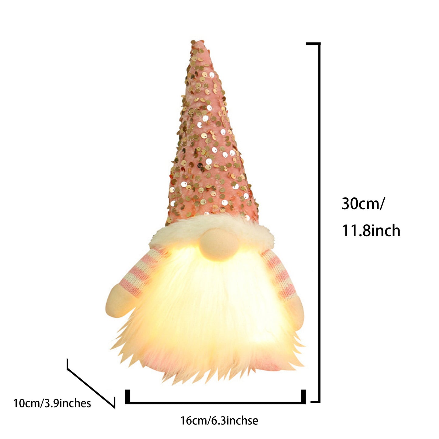 2 Pcs Pink Charming Light-Up Christmas Gnome - Festive Nordic Plush Holiday Decoration V888-ELOSUNG36202
