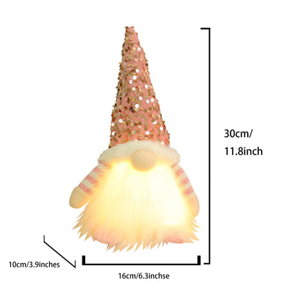 2 Pcs Pink Charming Light-Up Christmas Gnome - Festive Nordic Plush Holiday Decoration V888-ELOSUNG36202