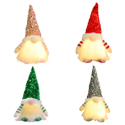 2 Pcs Pink Charming Light-Up Christmas Gnome - Festive Nordic Plush Holiday Decoration V888-ELOSUNG36202