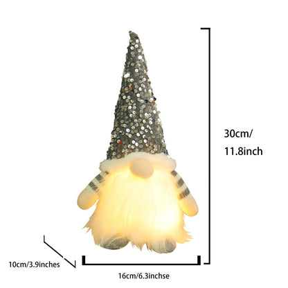 2 Pcs Grey Charming Light-Up Christmas Gnome - Festive Nordic Plush Holiday Decoration V888-ELOSUNG36203