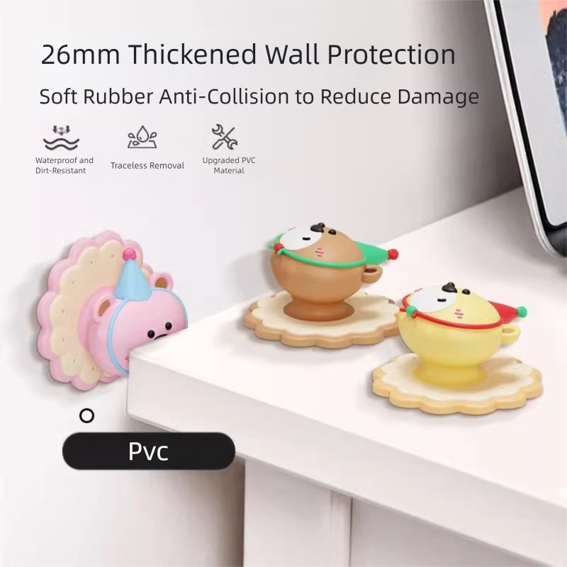 4 Pcs Brown Adorable Bear Wall Protector - Multi-Use Self-Adhesive Door Stopper Bumper V888-ELOSUNG36215