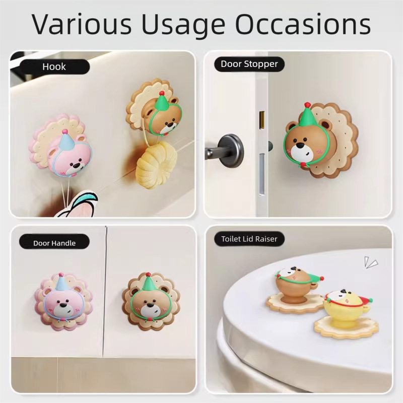 4 Pcs Yellow Adorable Bear Wall Protector - Multi-Use Self-Adhesive Door Stopper Bumper V888-ELOSUNG36217