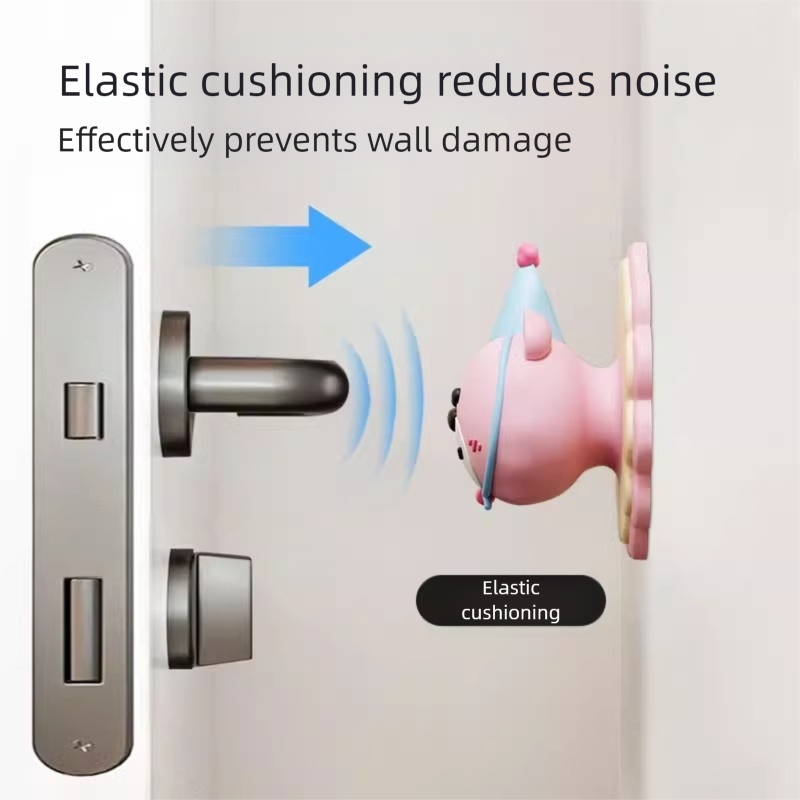 3 Pcs (Pink + Brown + Yellow) Adorable Bear Wall Protector - Multi-Use Self-Adhesive Door Stopper Bumper V888-ELOSUNG36218