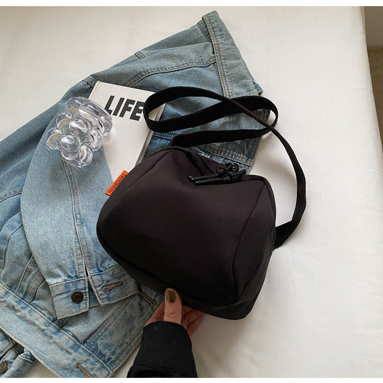 Black Lightweight Canvas Crossbody Bag - Minimalist Casual Shoulder Satchel with Adjustable Strap V888-ELOSUNG36219