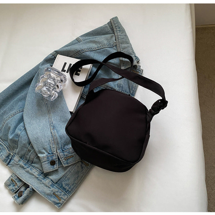 Black Lightweight Canvas Crossbody Bag - Minimalist Casual Shoulder Satchel with Adjustable Strap V888-ELOSUNG36219