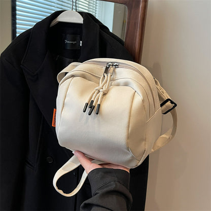 White Lightweight Canvas Crossbody Bag - Minimalist Casual Shoulder Satchel with Adjustable Strap V888-ELOSUNG36220