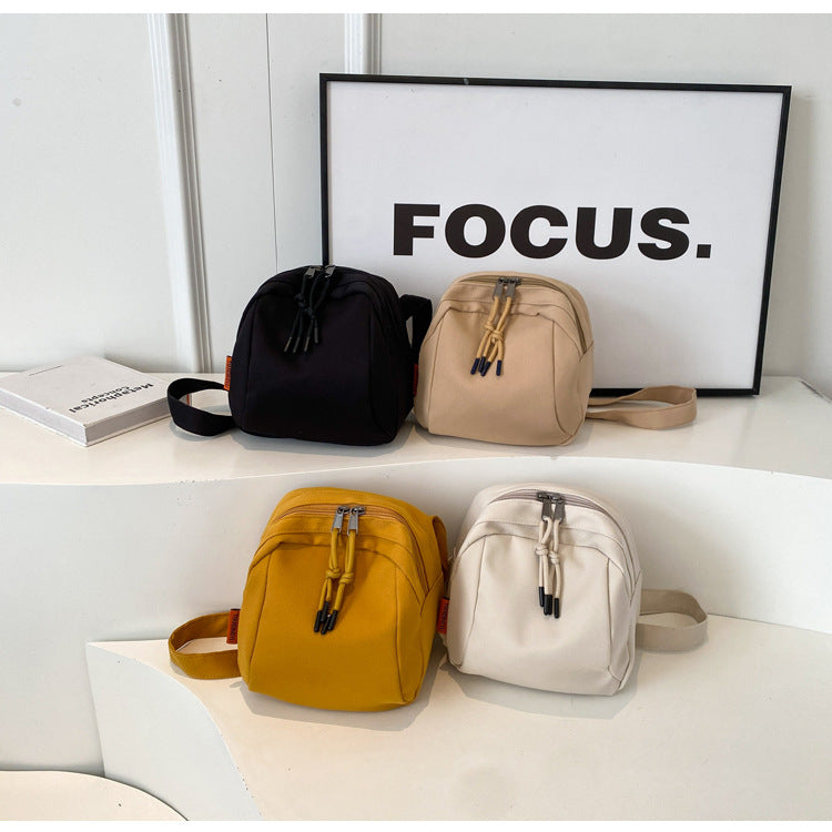 White Lightweight Canvas Crossbody Bag - Minimalist Casual Shoulder Satchel with Adjustable Strap V888-ELOSUNG36220