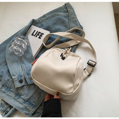White Lightweight Canvas Crossbody Bag - Minimalist Casual Shoulder Satchel with Adjustable Strap V888-ELOSUNG36220