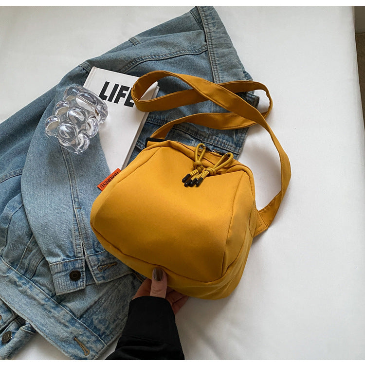 Yellow Lightweight Canvas Crossbody Bag - Minimalist Casual Shoulder Satchel with Adjustable Strap V888-ELOSUNG36221