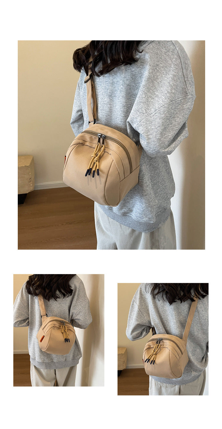Khaki Lightweight Canvas Crossbody Bag - Minimalist Casual Shoulder Satchel with Adjustable Strap V888-ELOSUNG36222