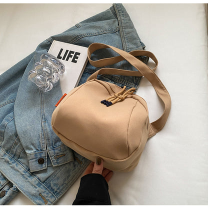 Khaki Lightweight Canvas Crossbody Bag - Minimalist Casual Shoulder Satchel with Adjustable Strap V888-ELOSUNG36222