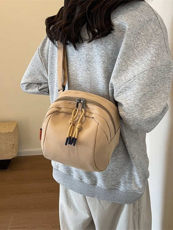 Khaki Lightweight Canvas Crossbody Bag - Minimalist Casual Shoulder Satchel with Adjustable Strap V888-ELOSUNG36222