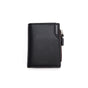 Black Men's Slim Vertical Bifold Wallet - PU Leather Card Holder with Zipper Coin Pocket and ID Window V888-ELOSUNG36225