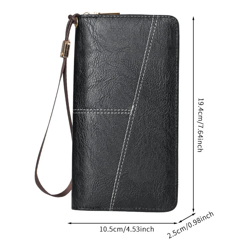 Coffee Men's Long Zipper Wallet Clutch - PU Leather Wristlet with Phone and Card Slots V888-ELOSUNG36230