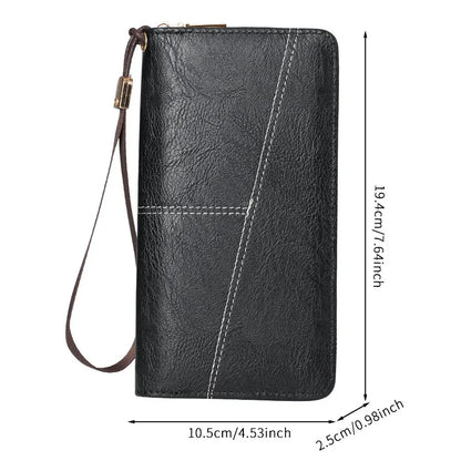 Coffee Men's Long Zipper Wallet Clutch - PU Leather Wristlet with Phone and Card Slots V888-ELOSUNG36230