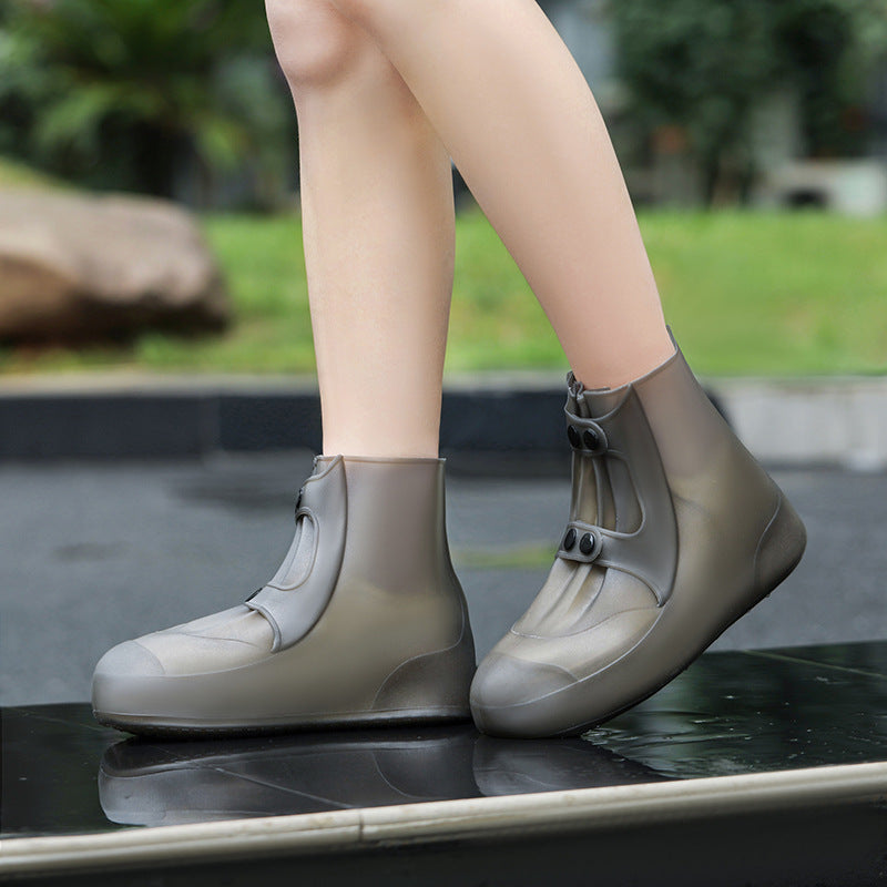 2 Pcs Size L Dark Grey Reusable Waterproof Shoe Covers - Heavy Duty Non-Slip Rain Boot Protectors V888-ELOSUNG36234