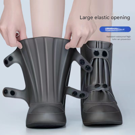 2 Pcs Size 3XL Dark Grey Reusable Waterproof Shoe Covers - Heavy Duty Non-Slip Rain Boot Protectors V888-ELOSUNG36237