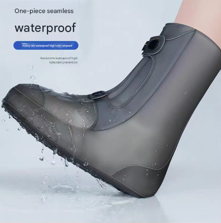 2 Pcs Size 3XL Dark Grey Reusable Waterproof Shoe Covers - Heavy Duty Non-Slip Rain Boot Protectors V888-ELOSUNG36237