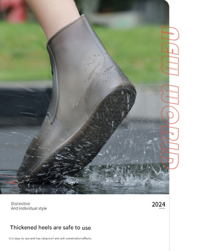 2 Pcs Size 3XL Dark Grey Reusable Waterproof Shoe Covers - Heavy Duty Non-Slip Rain Boot Protectors V888-ELOSUNG36237