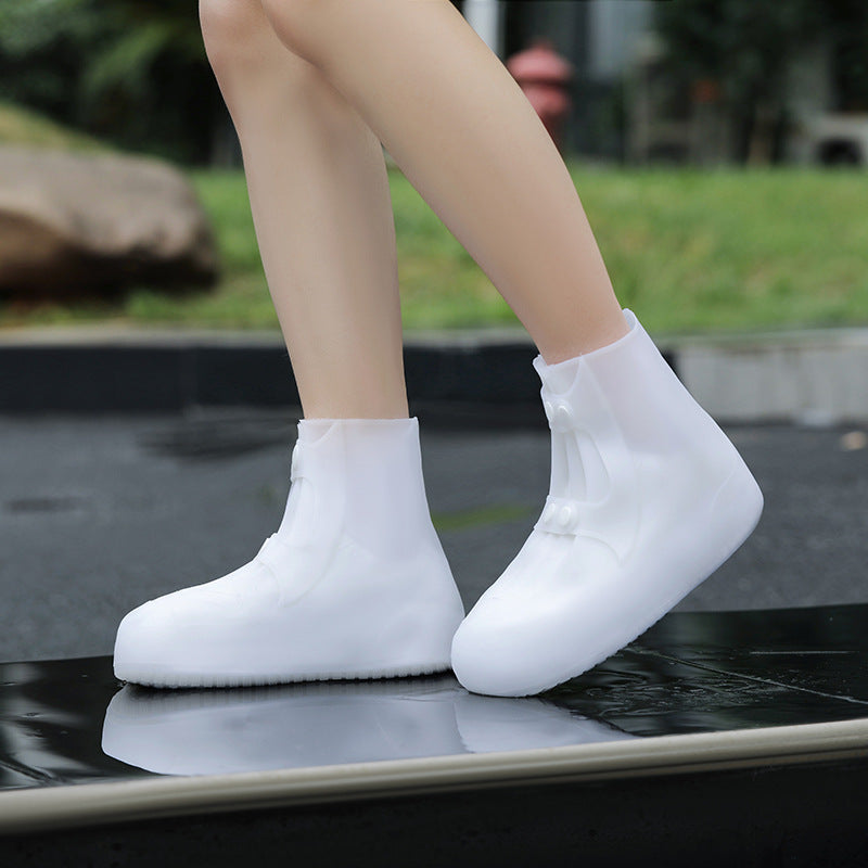 2 Pcs Size 2XL White Reusable Waterproof Shoe Covers - Heavy Duty Non-Slip Rain Boot Protectors V888-ELOSUNG36242