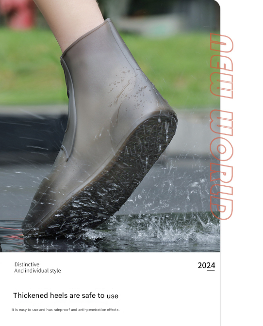 2 Pcs Size 2XL White Reusable Waterproof Shoe Covers - Heavy Duty Non-Slip Rain Boot Protectors V888-ELOSUNG36242
