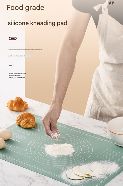 Dark Blue 3-Piece Silicone Baking Set - Non-Stick Pastry Mat with Measurements, Rolling Pin & Dough Scraper V888-ELOSUNG36244