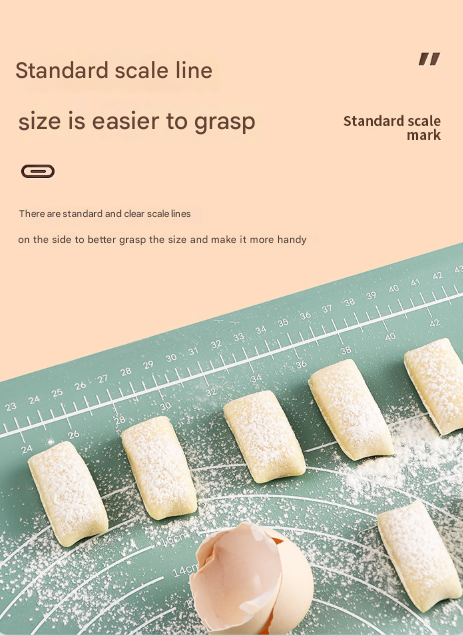 Green 3-Piece Silicone Baking Set - Non-Stick Pastry Mat with Measurements, Rolling Pin & Dough Scraper V888-ELOSUNG36245