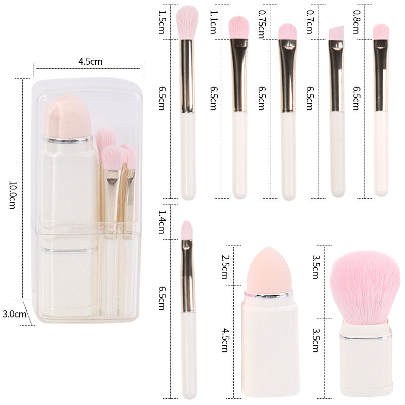 Lighgt Cyan Compact 8-in-1 Makeup Brush Set - Portable Travel Kit with Retractable Brushes and Case V888-ELOSUNG36248