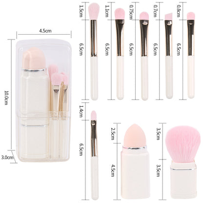 Lighgt Cyan Compact 8-in-1 Makeup Brush Set - Portable Travel Kit with Retractable Brushes and Case V888-ELOSUNG36248