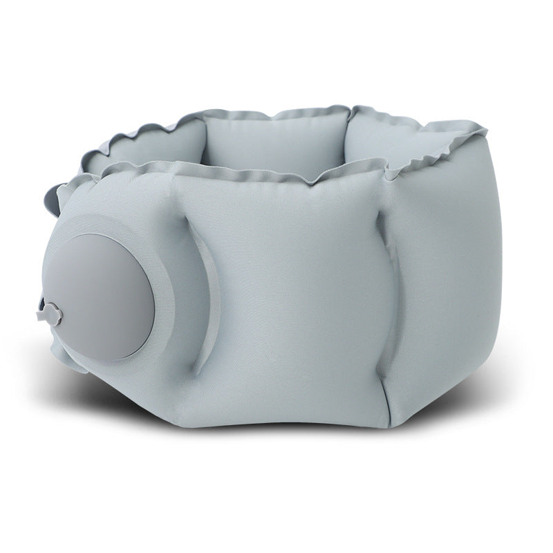 Light Grey Press-Pump Inflatable Travel Pillow - Ultra-Lightweight Ergonomic 360 degrees Neck Support V888-ELOSUNG36249
