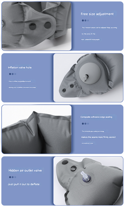 Light Grey Press-Pump Inflatable Travel Pillow - Ultra-Lightweight Ergonomic 360 degrees Neck Support V888-ELOSUNG36249
