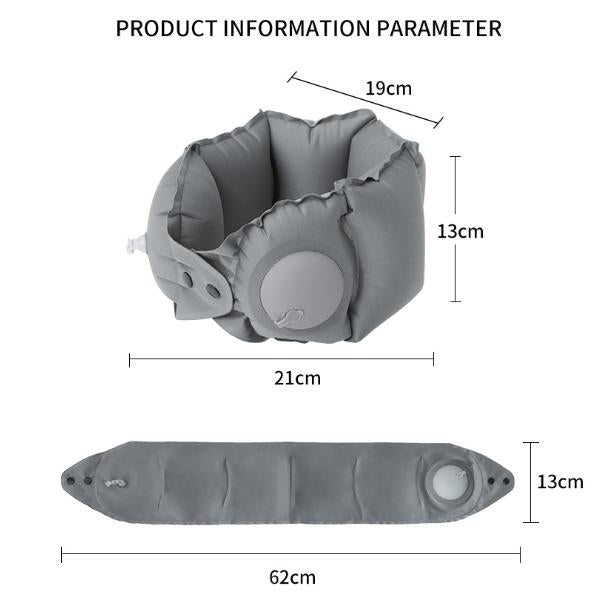 Light Grey Press-Pump Inflatable Travel Pillow - Ultra-Lightweight Ergonomic 360 degrees Neck Support V888-ELOSUNG36249