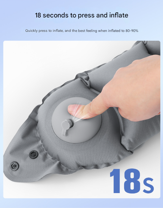 Blue Press-Pump Inflatable Travel Pillow - Ultra-Lightweight Ergonomic 360 degrees Neck Support V888-ELOSUNG36251