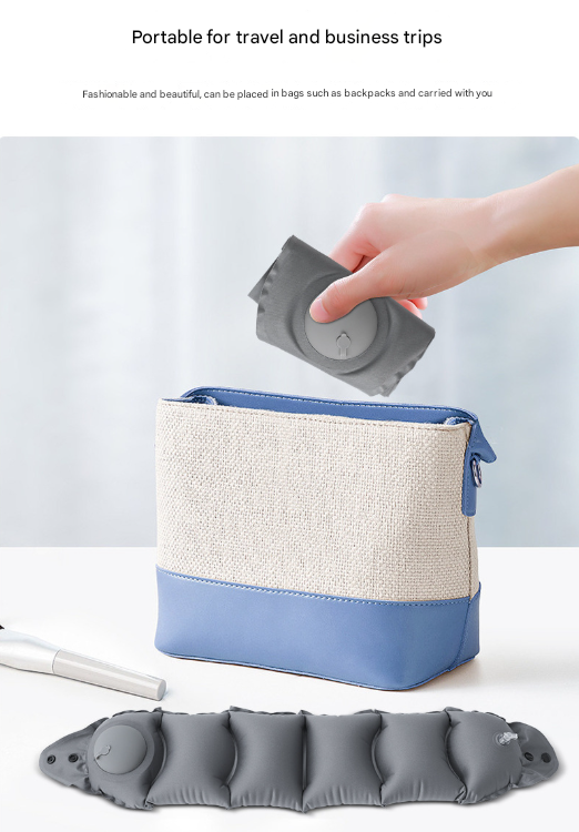 Blue Press-Pump Inflatable Travel Pillow - Ultra-Lightweight Ergonomic 360 degrees Neck Support V888-ELOSUNG36251