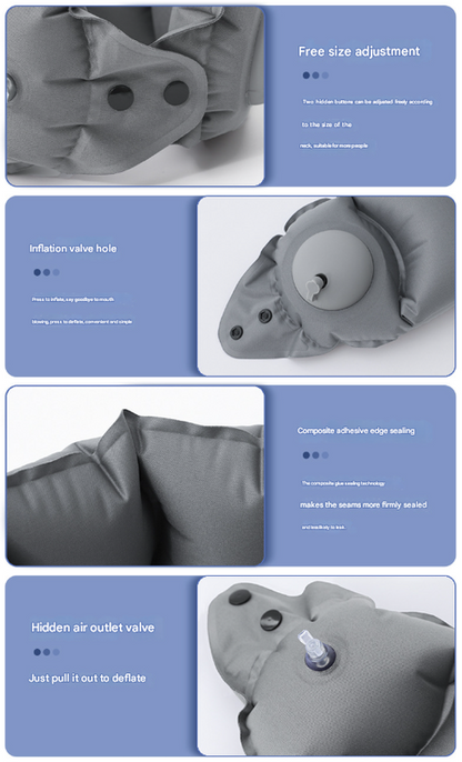 Blue Press-Pump Inflatable Travel Pillow - Ultra-Lightweight Ergonomic 360 degrees Neck Support V888-ELOSUNG36251