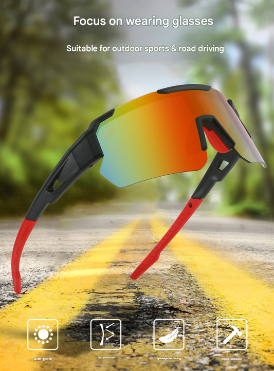Black Unisex Sport Cycling Sunglasses - Lightweight Wraparound Eyewear for Running & Outdoor Activities V888-ELOSUNG36253