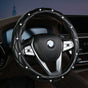 Black Luxury Bling Steering Wheel Cover - Black Quilted Leather with Crystal Rhinestones, Universal 38cm Fit V888-ELOSUNG36269
